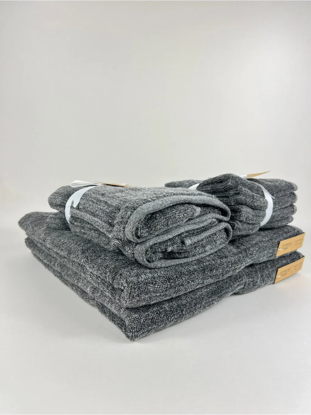 Common Thread Bamboo Bath Towel Set Dark Grey Eco Melange Cotton 9 Pc Set NEW